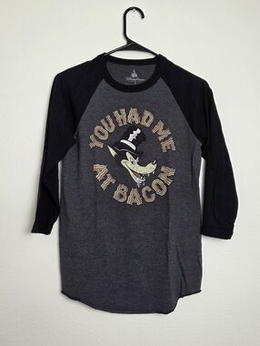 Disney Parks Big Bad Wolf “You Had Me at Bacon” Baseball Tee Tshirt Size Sml